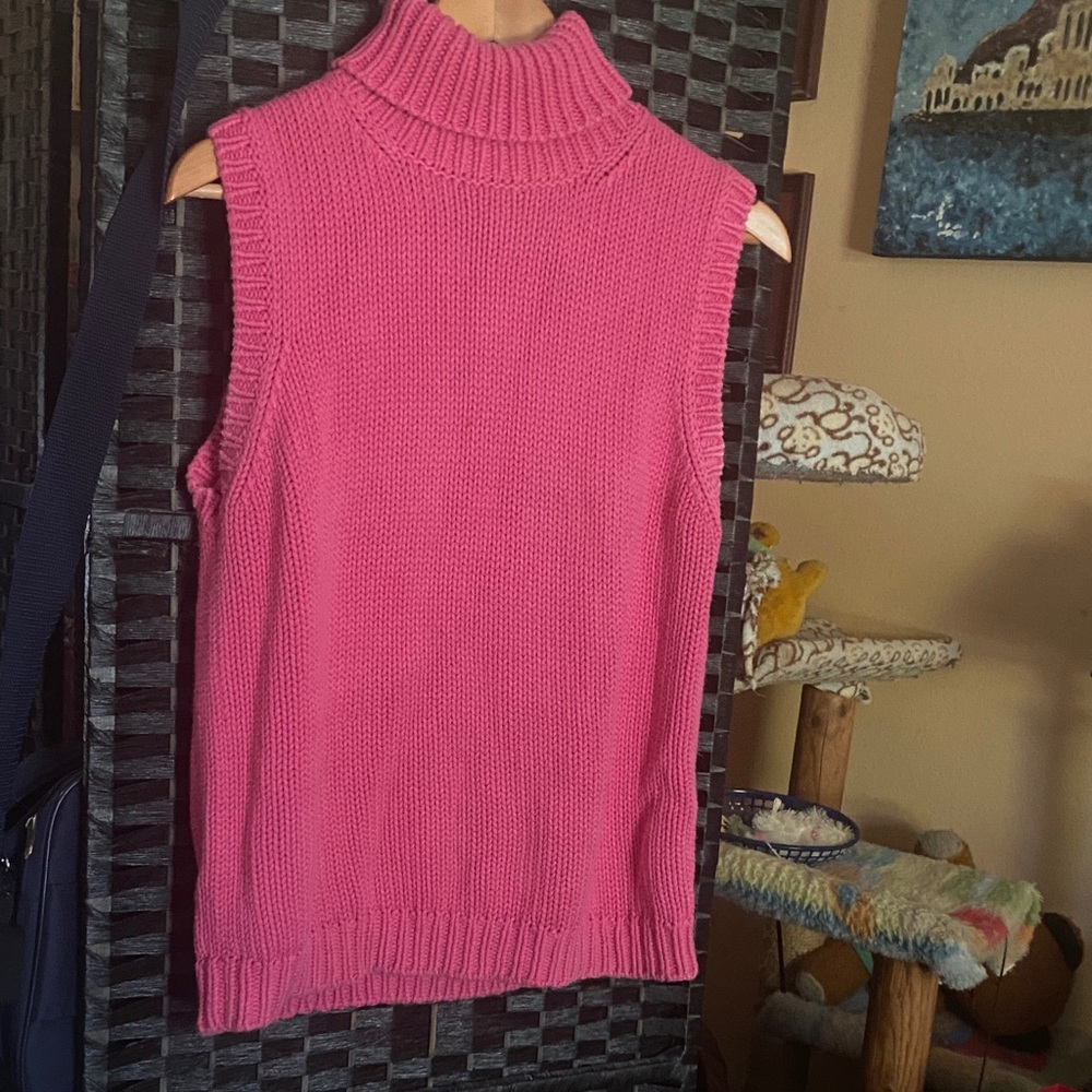 Lauren Ralph Lauren Pink Sleeveless Turtleneck Sweater